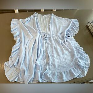 Blue Island Blue Tie Front Tunic Cover Up. Size L